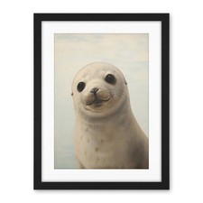 Adorable Baby Seal Pup Portrait Calming Kids Bedroom Framed Wall Art Print 18X24