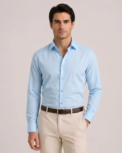 Sky blue self textured shirt - blue,