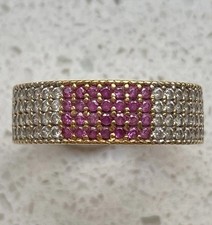 Size L 22ct Gold Ruby And Clear Stone Pave Set Ring 22K 916 