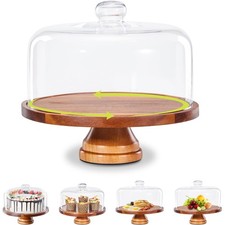 Glass Cake Stand with Lid,11in