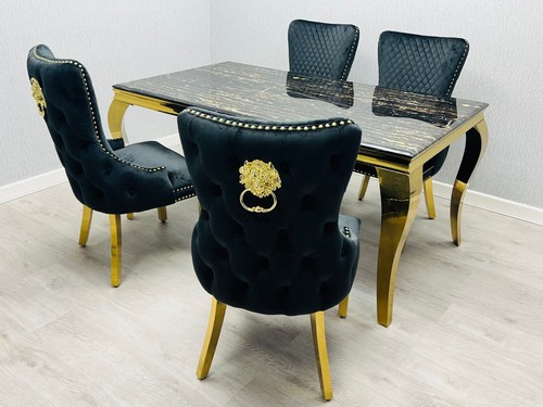 Black gold marble dining - , &