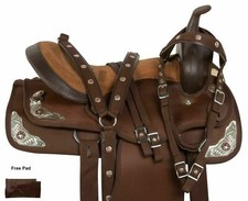 Western Barrel Racing Pleasure Trail Horse Tack Saddle All Size With Set .