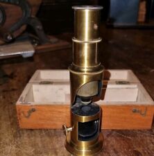 Military Antique Miniature Microscope Field Pocket Compound Drum Brass c.1910