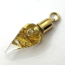Glass Pendant Moving Gold Flakes Vial Jewellery (No Chain) 1.5"
