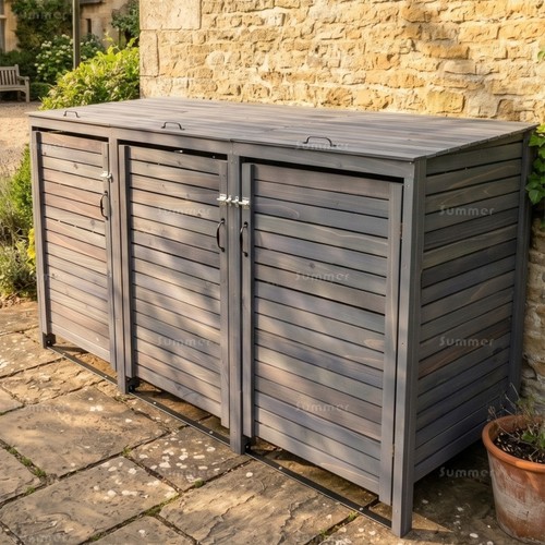 Triple wheelie bin store - triple,