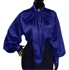 Women Satin Bow Tie Blouse