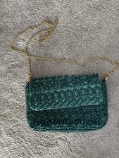 BNWT Oliver Bonas Jade Green Beaded Evening Bag with Shoulder Strap - (H19)