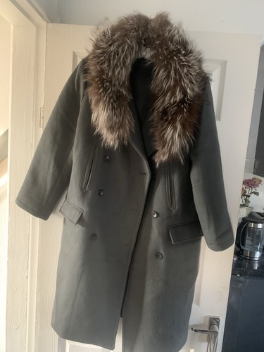 Wool coat with - coat, fox