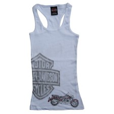 Ladies Harley Davidson Cotton Jewlery Motor Vest Ribbed T Shirt Tank Tops 79