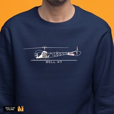 AeroArt - Classic Bell 47 Helicopter Artwork Design Sweatshirt