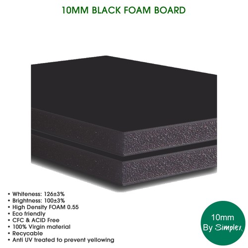 Black foam boards - black, 10mm
