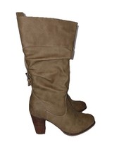 Womens Rouched Taupe Boots Size 4 Worn Once!