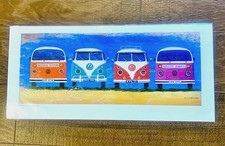 Martin Wiscombe poster of 4 VW campervans (23x50 cm)  Ambassador framing print