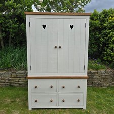Willow Double 'Heart' Larder Cupboard. Freestanding Rustic Kitchen Furniture