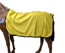 Waterproof Exercise Sheet Rug Hi Viz Yellow /Navy -  4'6 4'9 Pony / Cob Full