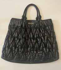 Miu Miu Large Black Matelasse Tote Bag