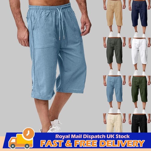 Mens cotton linen length - mens, 3/4