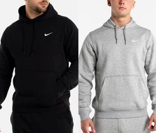 Nike Mens Fleece Hoodie Solo Swoosh Logo Hooded Long Sleeve Pullover Sweatshirt