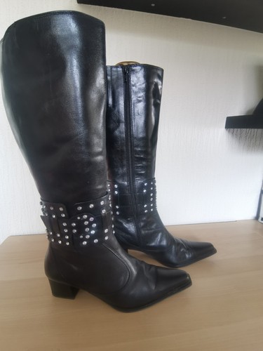Black leather boots with - leather,