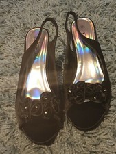 Barratts black satin ladies shoes brand new
