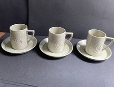 Portmeirion Totem Susan Williams-Ellis Grey/sand Coffee Cups and Saucers. Mint 