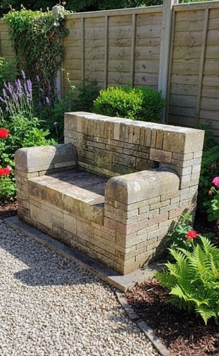 Natural stone garden - stone, settee