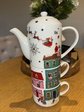 Cath Kidston Festive Tea for Two Mugs and Teapot Christmas
