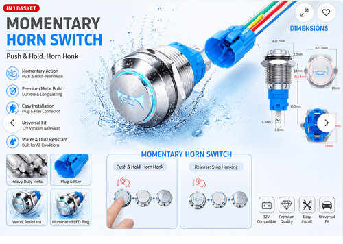 Horn button 12v - horn,