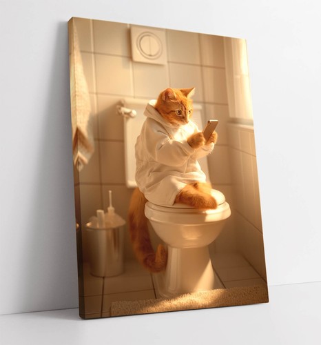 Funny cat toilet bathroom - on,