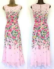 Hobbs Occasion Dress UK 16 Carly Pink Green Fit & Flare Chiffon Lined