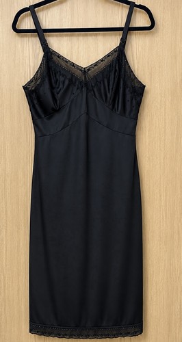 Vintage embroidered black slip - vintage,
