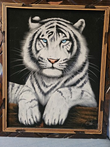 White tiger painting - white,