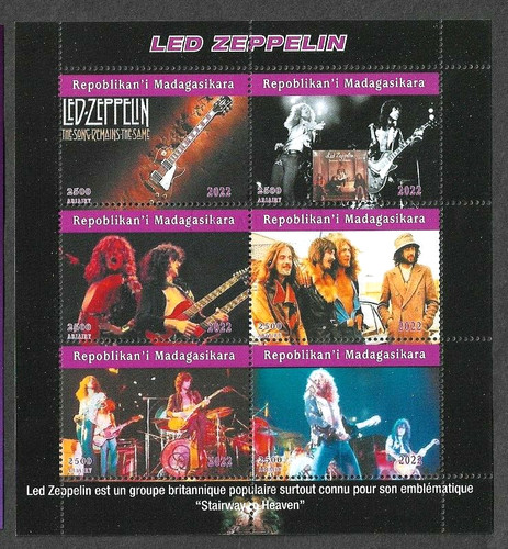 Led zeppelin stamps sheet fine - led,