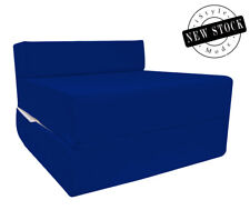 Blue Cotton Twill Z Bed Single Size Fold Out Chair bed Foam Folding Guest Sofa