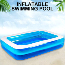 Deluxe Rectangular Inflatable Family Swimming Paddling Pool Garden 79"x59"x20" 