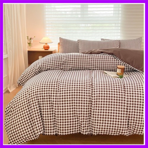 Mocha gingham duvet cover - mocha,