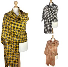 Winter Warm Check Dogtooth Print Scarf Premium Soft Classic Blend Shawl Wrap 