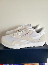Junior Boys Girls Reebok Classic Leather Suede & Nylon Trainers Wht RRP £65