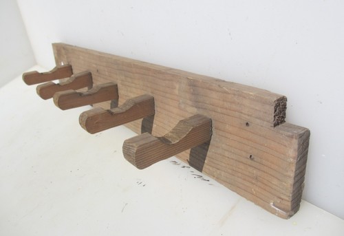 Vintage wooden coat rack - wooden, hooks