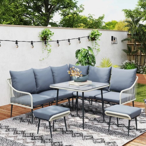 Rattan garden sofa - rattan, table