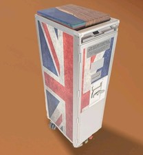 New Hostess Galley Cart Trolley Bar Wrapped in Union Jack Blue Resin Top