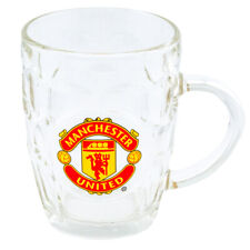 MANCHESTER UNITED FC CREST GLASS TANKARD - OFFICIAL FOOTBALL GIFT, MUFC, MAN UTD