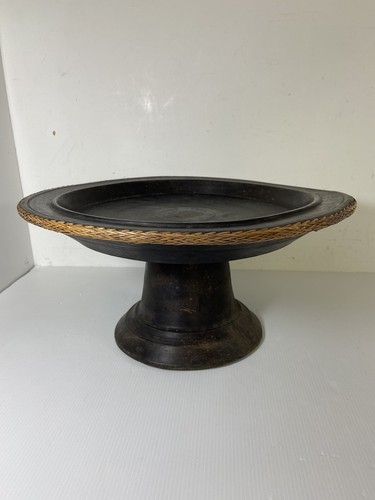 Wooden pedestal bowl - wooden,