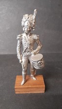 VINTAGE PEWTER SOLDIER FIGURE PELTRO CESELLATO A MANO ITALY, WOODEN BASE