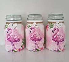 Handmade Pink Flamingo Tea Coffee Sugar Jar Set/storage jar/kitchen/dining