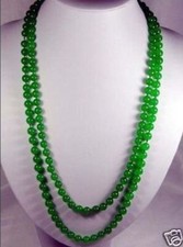36 inches long 8mm natural green jade round gemstone beads Necklace
