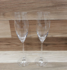 2 x Tall Clear Crystal Glass Champagne Flutes / Glasses  - 24cm Tall