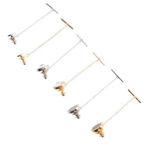 6pcs tie tack with chain - with, men