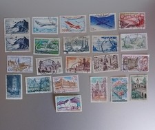 Vintage France French Postage Stamps (22) - 60's-70's Touristic & Aircraft 