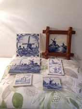 Selection of 6 Delft Tiles All Vintage All Different Types Good Condition.